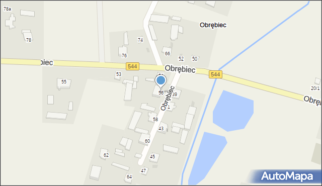 Obrębiec, Obrębiec, 56, mapa Obrębiec