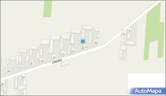 Obrów, Obrów, 11, mapa Obrów