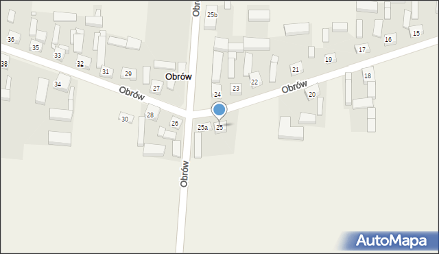 Obrów, Obrów, 25, mapa Obrów