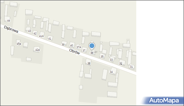 Obrów, Obrów, 36, mapa Obrów