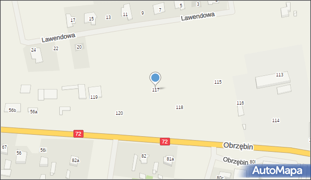 Obrzębin, Obrzębin, 117, mapa Obrzębin