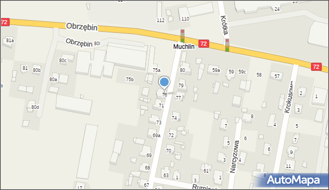 Obrzębin, Obrzębin, 76, mapa Obrzębin