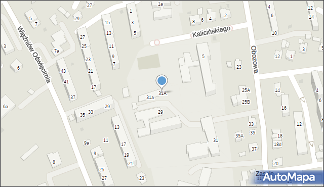 Oświęcim, Obozowa, 31A, mapa Oświęcimia