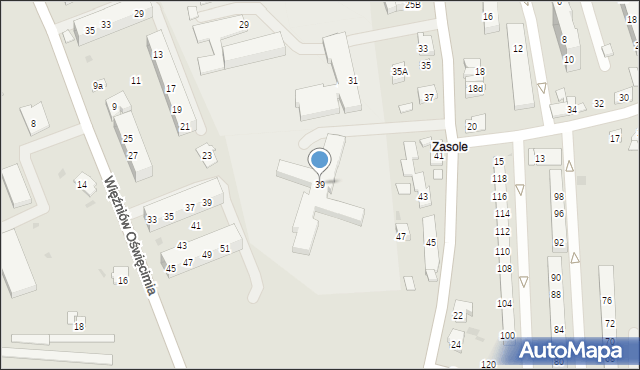 Oświęcim, Obozowa, 39, mapa Oświęcimia