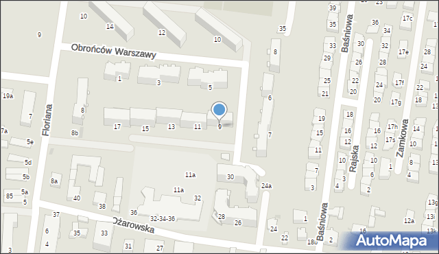 Ożarów Mazowiecki, Obrońców Warszawy, 9, mapa Ożarów Mazowiecki