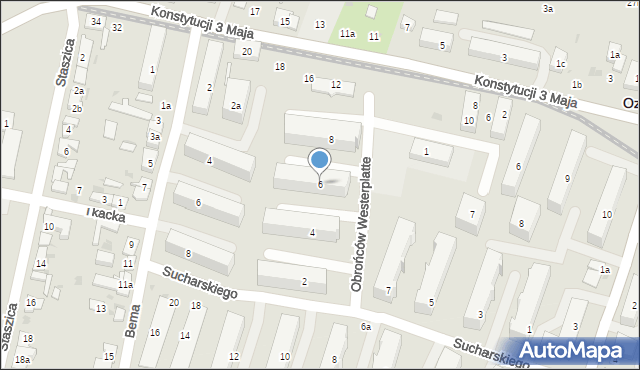 Ozorków, Obrońców Westerplatte, 6, mapa Ozorków