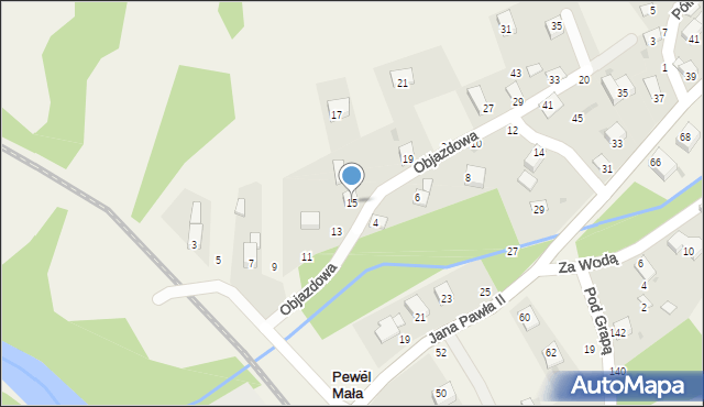Pewel Mała, Objazdowa, 15, mapa Pewel Mała