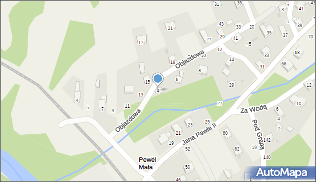 Pewel Mała, Objazdowa, 4, mapa Pewel Mała