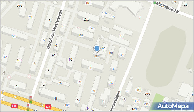 Płock, Obrońców Westerplatte, 6A, mapa Płock
