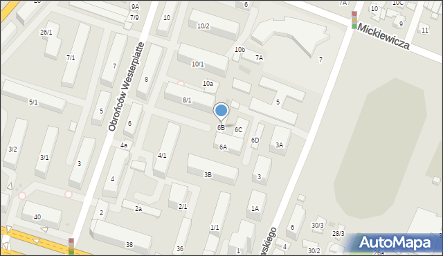 Płock, Obrońców Westerplatte, 6B, mapa Płock