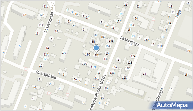 Płock, Obrońców Płocka 1920 r., 13/1, mapa Płock