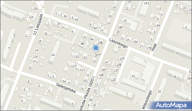 Płock, Obrońców Płocka 1920 r., 15, mapa Płock