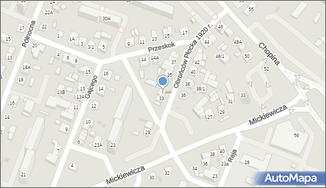 Płock, Obrońców Płocka 1920 r., 33A, mapa Płock