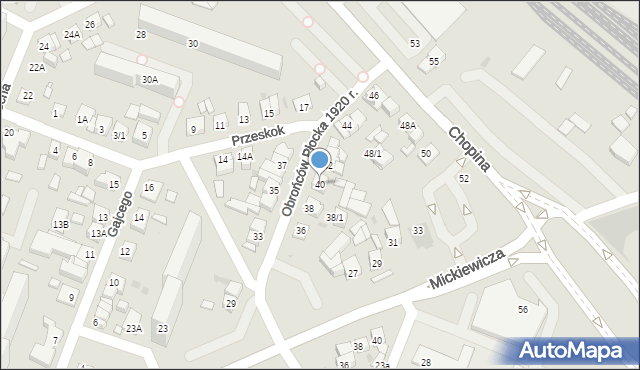 Płock, Obrońców Płocka 1920 r., 40, mapa Płock