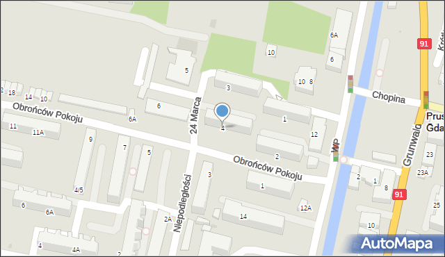 Pruszcz Gdański, Obrońców Pokoju, 4, mapa Pruszcz Gdański