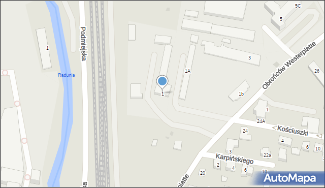 Pruszcz Gdański, Obrońców Westerplatte, 1, mapa Pruszcz Gdański