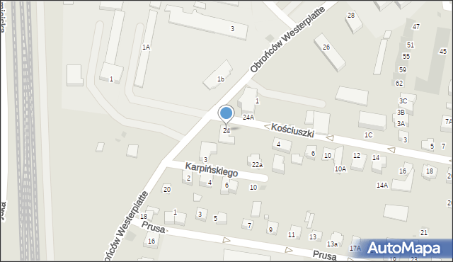 Pruszcz Gdański, Obrońców Westerplatte, 24, mapa Pruszcz Gdański