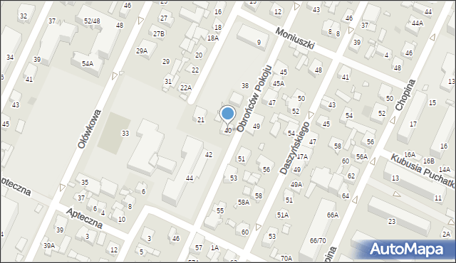 Pruszków, Obrońców Pokoju, 40, mapa Pruszków