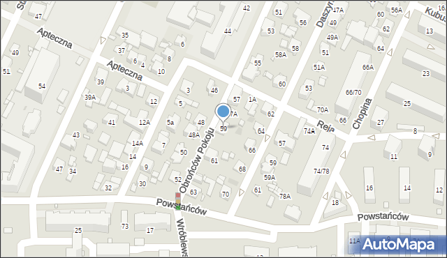 Pruszków, Obrońców Pokoju, 59, mapa Pruszków