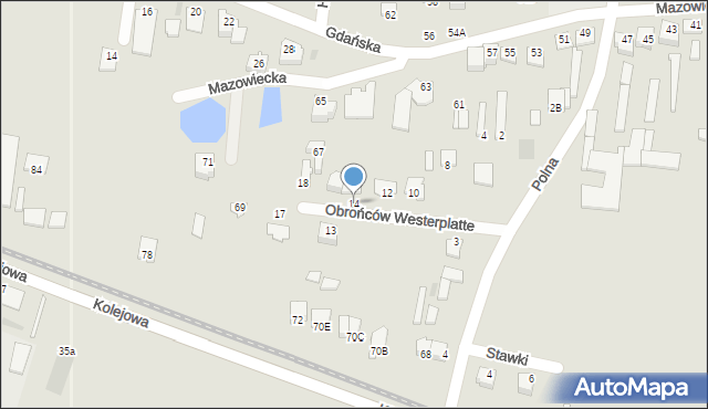 Przasnysz, Obrońców Westerplatte, 14, mapa Przasnysz