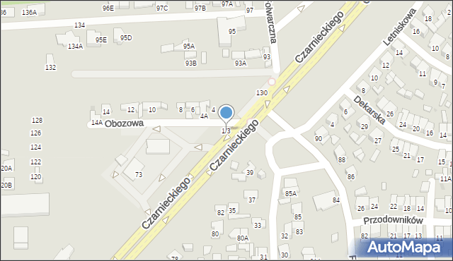Radom, Obozowa, 1/3, mapa Radomia
