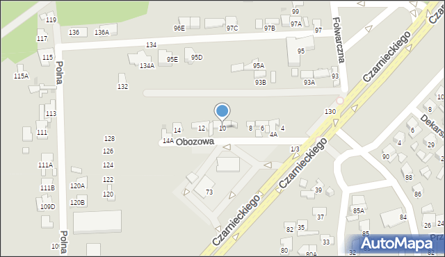 Radom, Obozowa, 10, mapa Radomia