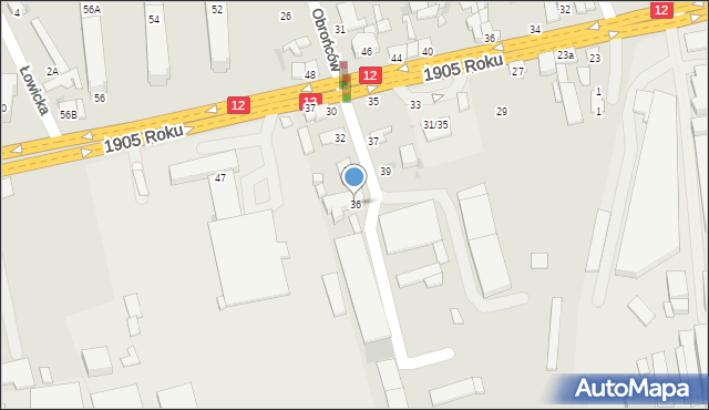 Radom, Obrońców, 36, mapa Radomia