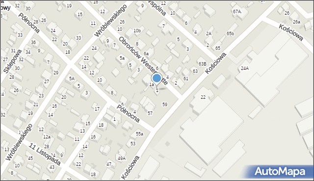 Radomsko, Obrońców Westerplatte, 1, mapa Radomsko