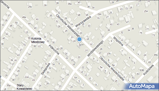 Radomsko, Obrońców Westerplatte, 15, mapa Radomsko