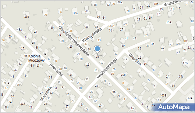 Radomsko, Obrońców Westerplatte, 16, mapa Radomsko