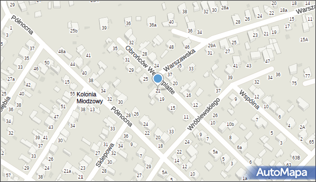 Radomsko, Obrońców Westerplatte, 21, mapa Radomsko