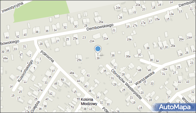 Radomsko, Obrońców Westerplatte, 45, mapa Radomsko