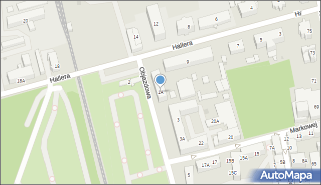 Ruda Śląska, Objazdowa, 1A, mapa Rudy Śląskiej