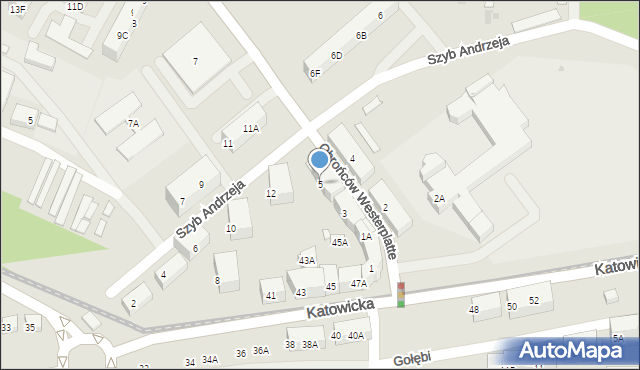 Ruda Śląska, Obrońców Westerplatte, 5, mapa Rudy Śląskiej