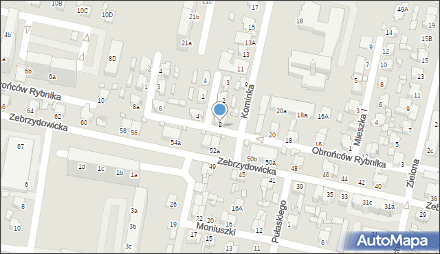 Rybnik, Obrońców Rybnika, 2a, mapa Rybnika