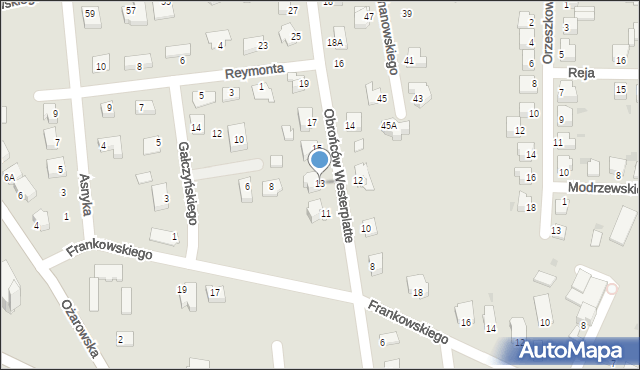 Sandomierz, Obrońców Westerplatte, 13, mapa Sandomierza