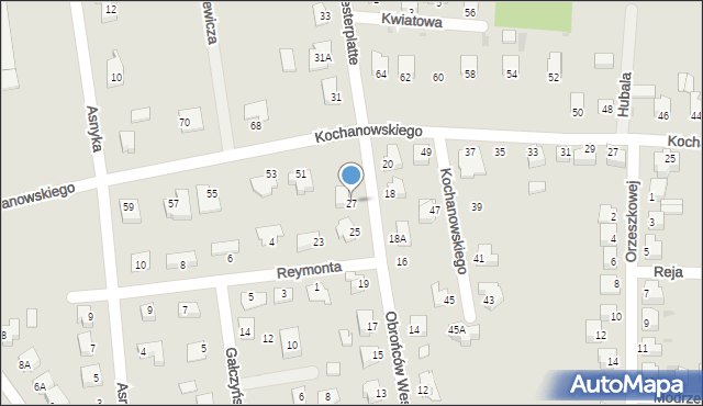Sandomierz, Obrońców Westerplatte, 27, mapa Sandomierza