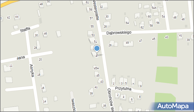 Sandomierz, Obrońców Westerplatte, 47, mapa Sandomierza