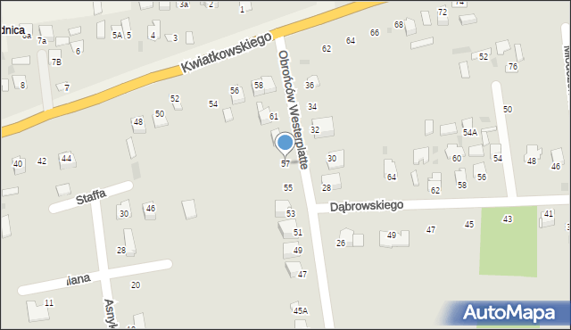 Sandomierz, Obrońców Westerplatte, 57, mapa Sandomierza
