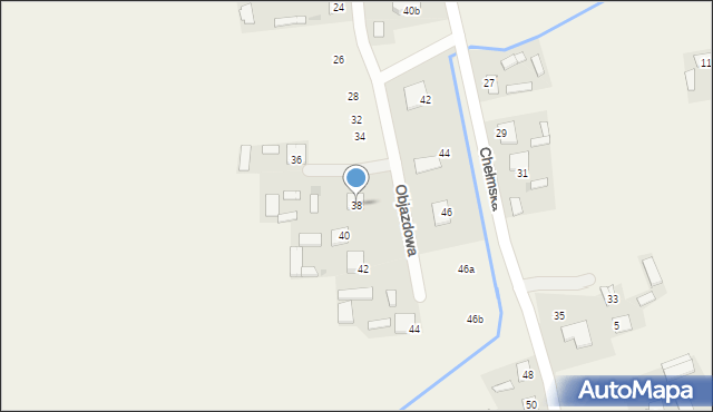 Sawin, Objazdowa, 38, mapa Sawin