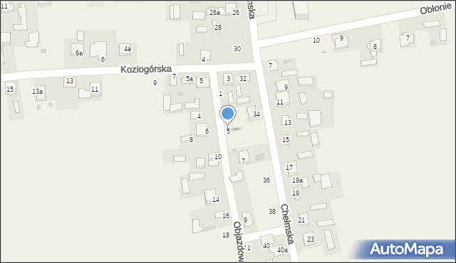 Sawin, Objazdowa, 5, mapa Sawin
