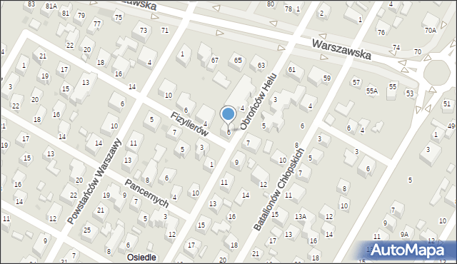 Siedlce, Obrońców Helu, 6, mapa Siedlce