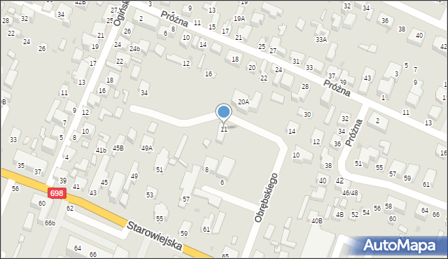 Siedlce, Obrębskiego Józefa, ks., 11, mapa Siedlce