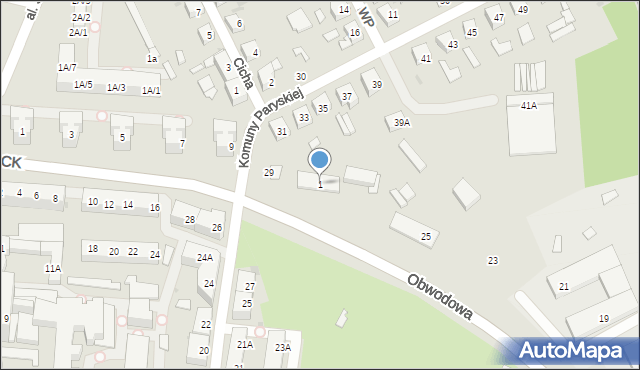 Siemianowice Śląskie, Obwodowa, 1, mapa Siemianowice Śląskie