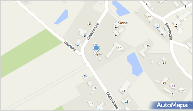 Słone, Objazdowa, 19, mapa Słone