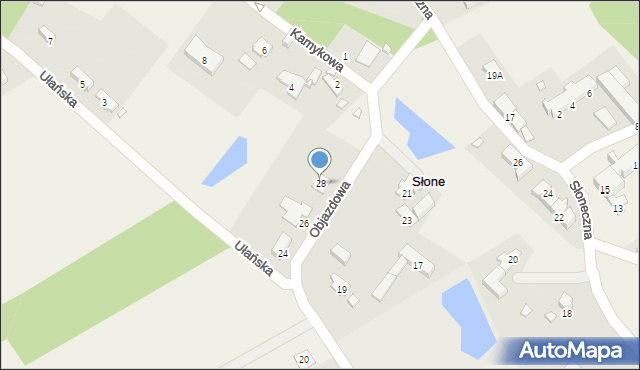 Słone, Objazdowa, 28, mapa Słone