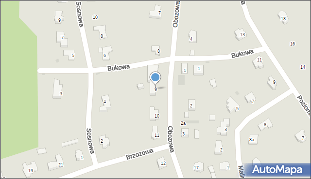 Słubice, Obozowa, 9, mapa Słubice