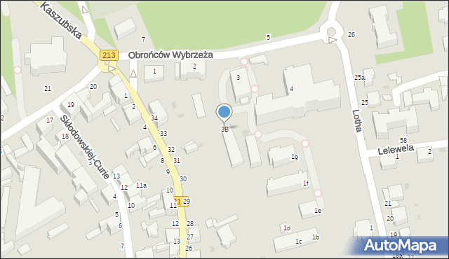 Słupsk, Obrońców Wybrzeża, 3B, mapa Słupska