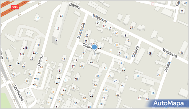 Sosnowiec, Objazd, 4, mapa Sosnowca