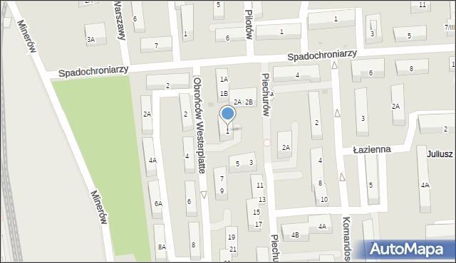 Sosnowiec, Obrońców Westerplatte, 1, mapa Sosnowca